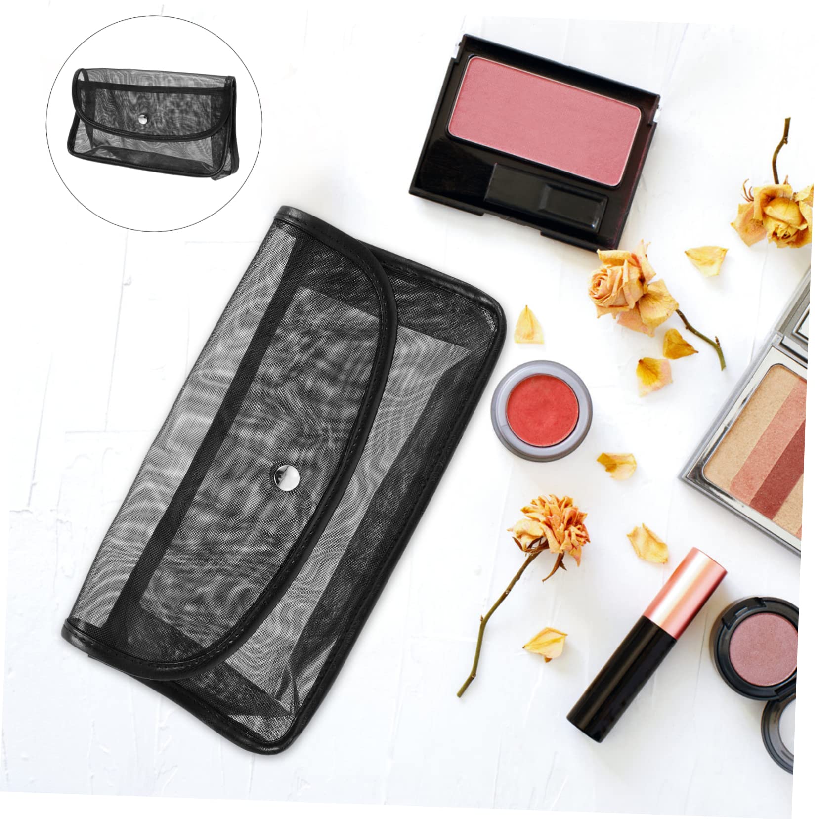 FOMIYES 3stücke Mesh Kosmetiktasche Für Reisen Große Kapazität Tragbare Make-up-Tasche Mit Magnetverschluss Atmungsaktives Und Langlebiges Material Für Damen Kosmetik-Organizer Für