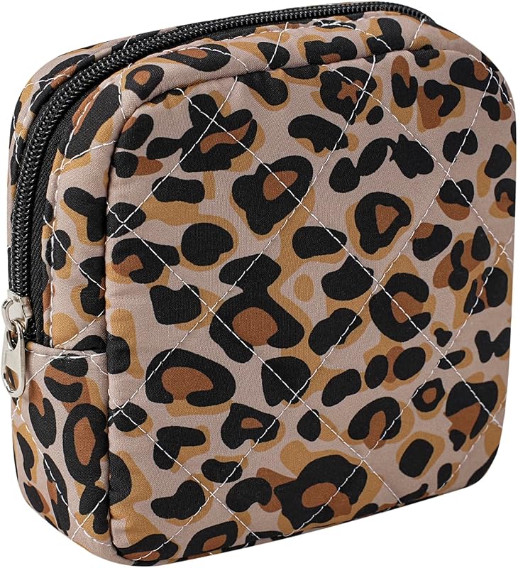 Necessaire de maquiagem acolchoada RSRSLEII 22Leopard Print, 14,48 cm x 14,48 cm x 5,08 cm