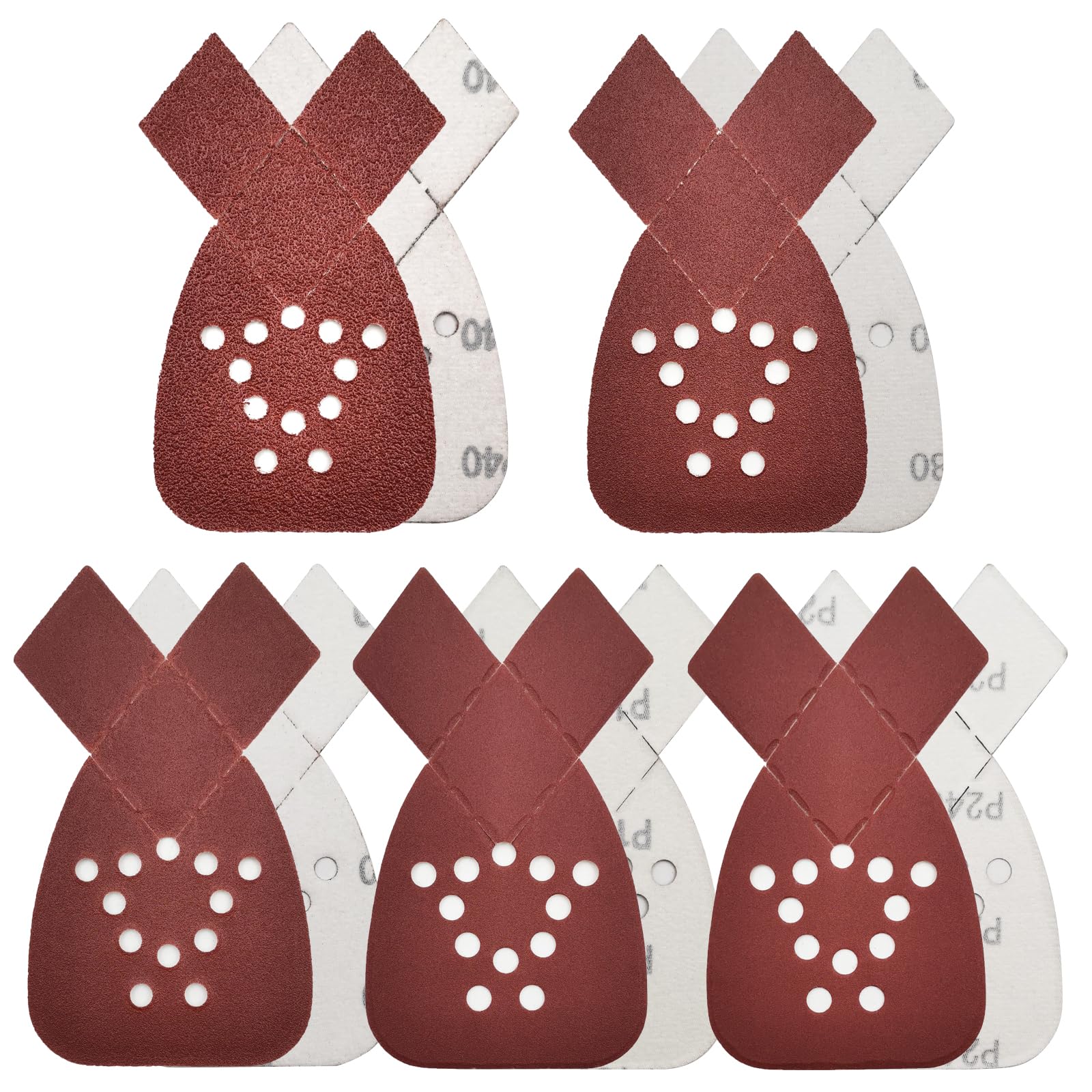 MFBJXC 50PCS Mouse Sander Sandpaper with Extra 2 Tips for Replacement Detail Sander Sanding Pads 12 Holes Hook and Loop Black and Decker Mouse Sander Pads