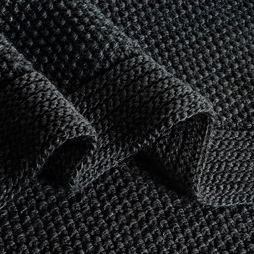 Miniatura 8 de CozeCube - Manta de punto trenzado color negro para sofá, suave y acogedora manta de punto en cable para cama, sofá, sala de estar, ligera, cálida y