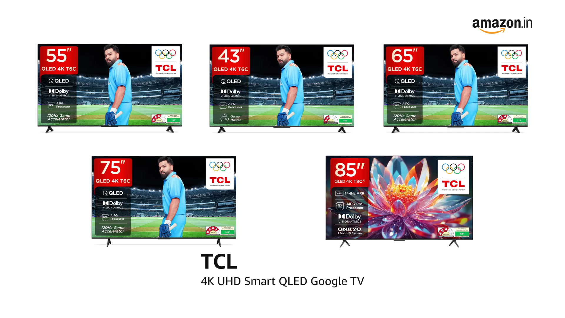 TCL 139 cm (55 inches) 4K UHD Smart QLED Google TV 55T6C : Amazon