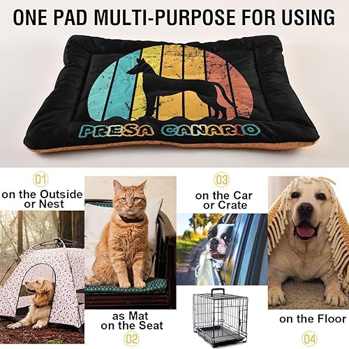 Vista 5 de Presa-Canario-Retro-Sunset-Print Washable Small Medium Dog Beds for Small Dogs, Warm Dog Crate Bed with Non-Slip Bottom for Dog Crate