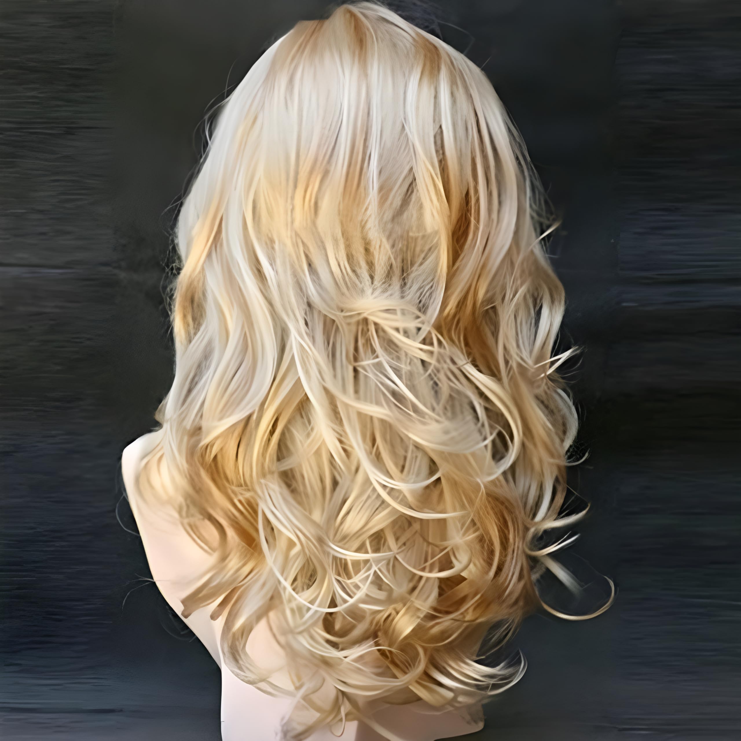 NEW ! WMN Wig 15 In Heat Resistant Hair Synthetic Long Curve Wavy Blonde/Golden Beauty Under $15 Blonde Wigs Wavy Curly Long Heat Fiber  main image 3