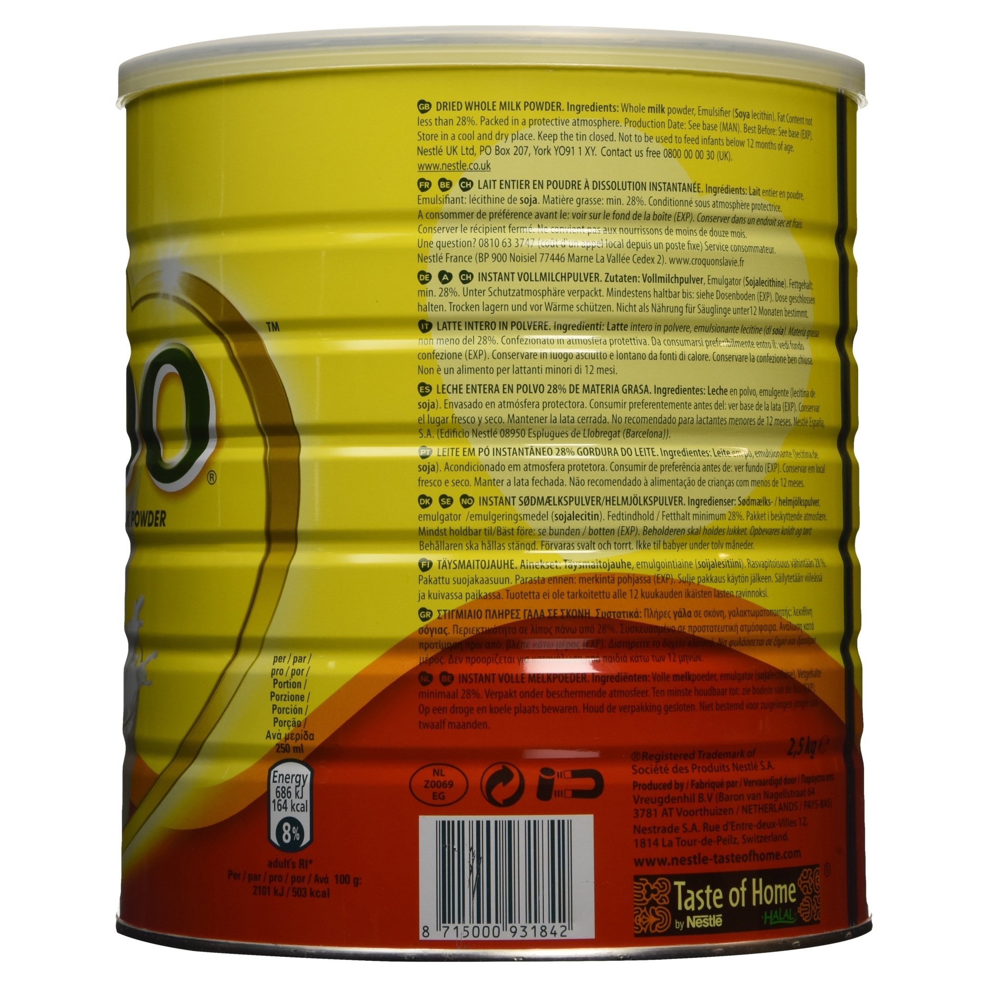 Nido Leche en polvo de crema instantánea, 2,5 kg