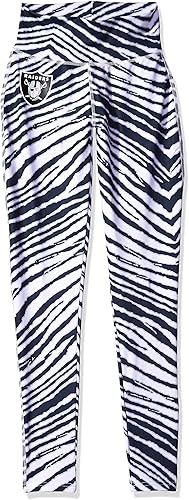 Miniatura 2 de Zubaz Leggings con licencia oficial de la NFL con estampado de cebra para mujer, color del equipo, Negro -
