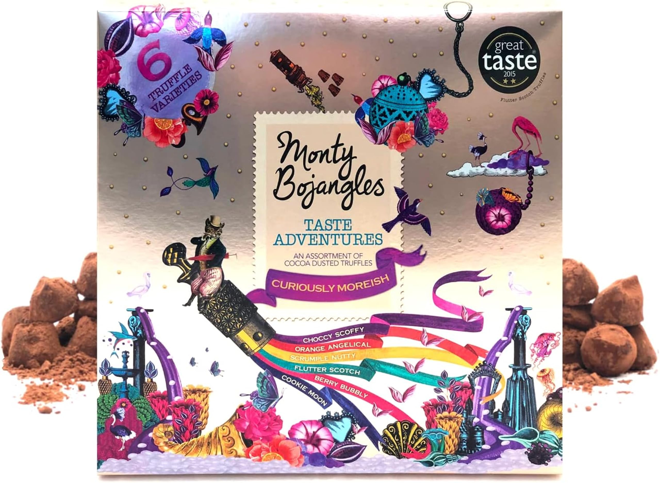 Monty Bojangles Taste Adventure Cocoa Dusted Truffles Gift Box (315g) - 6 Flavours, Luxury Award Winning Truffles, Beautiful Gift Box, Perfect Chocolate Gift