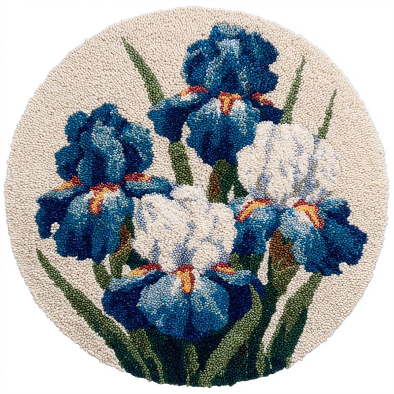 Kitquiver Rug Latch Hook Craft Kits Blue Iris 60x60cm