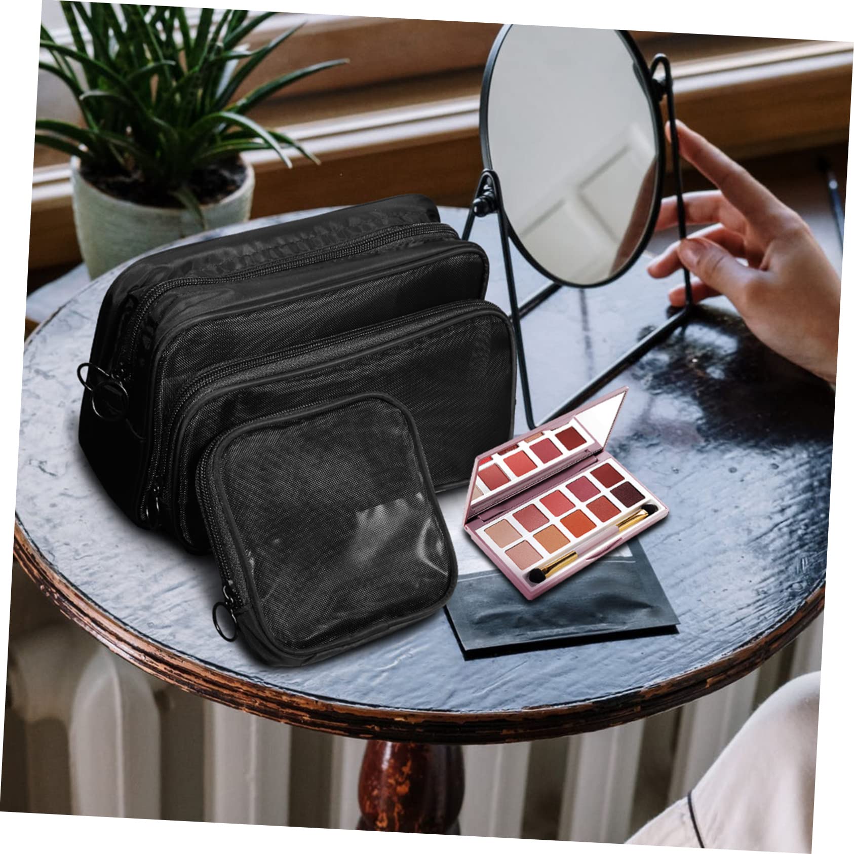 6pezzi Borse Cosmetiche Rete Con Zip Borse Porta Trucco Leggere Per Viaggi e Uso Quotidiano Per Accessori Da Toilette e Organizzazione Viaggio