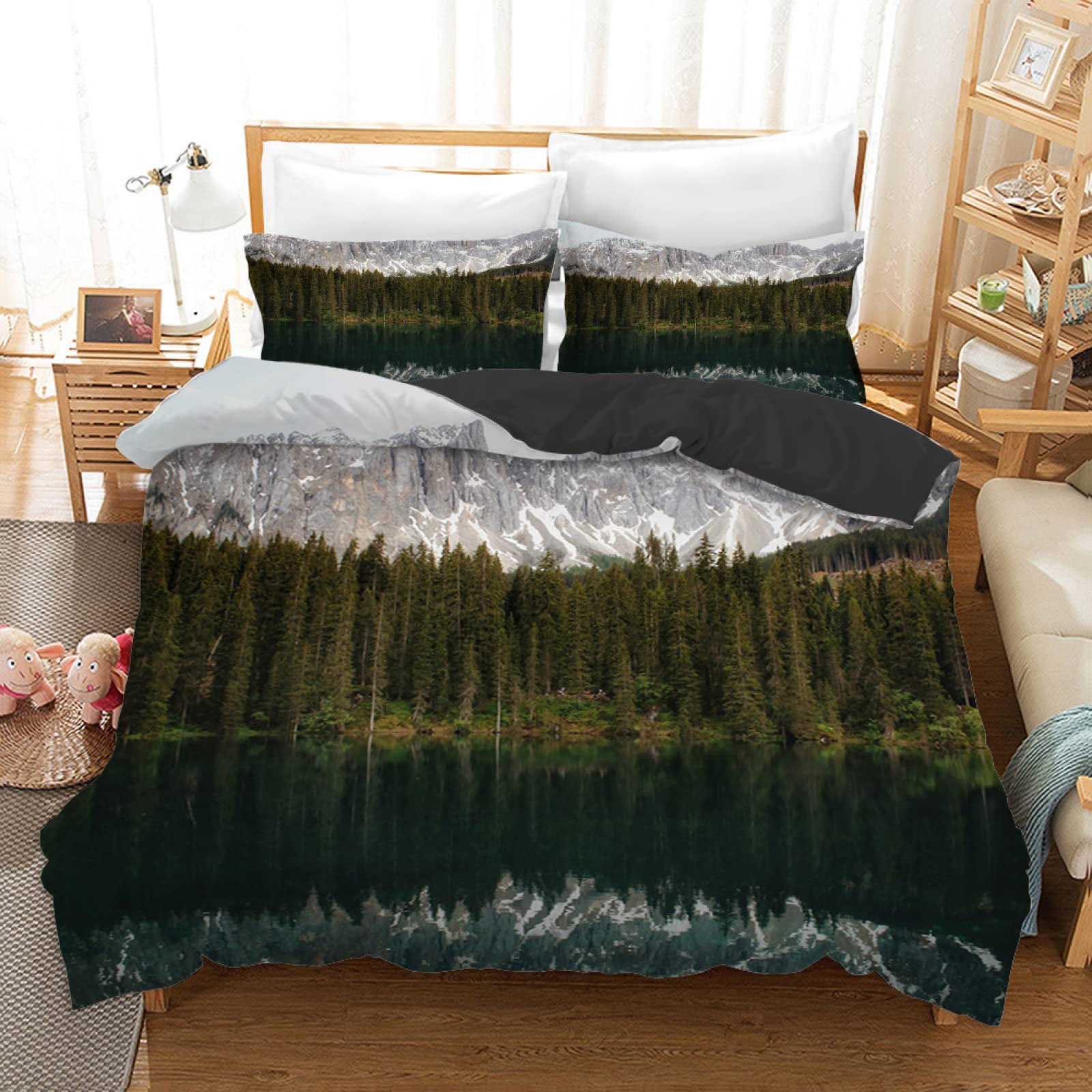 Housse de couette 160x200 fermeture éclair en microfibre respirante 110g