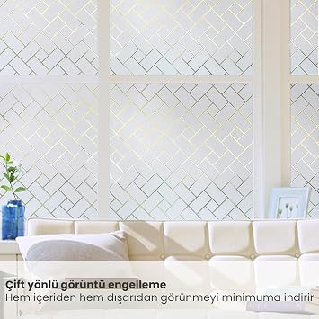 TechnoSmart 45cmx100cm Buzlu Desenli Cam Kaplama Filmi Statik Duşa Kabin Ofis Dekorasyon Folyo