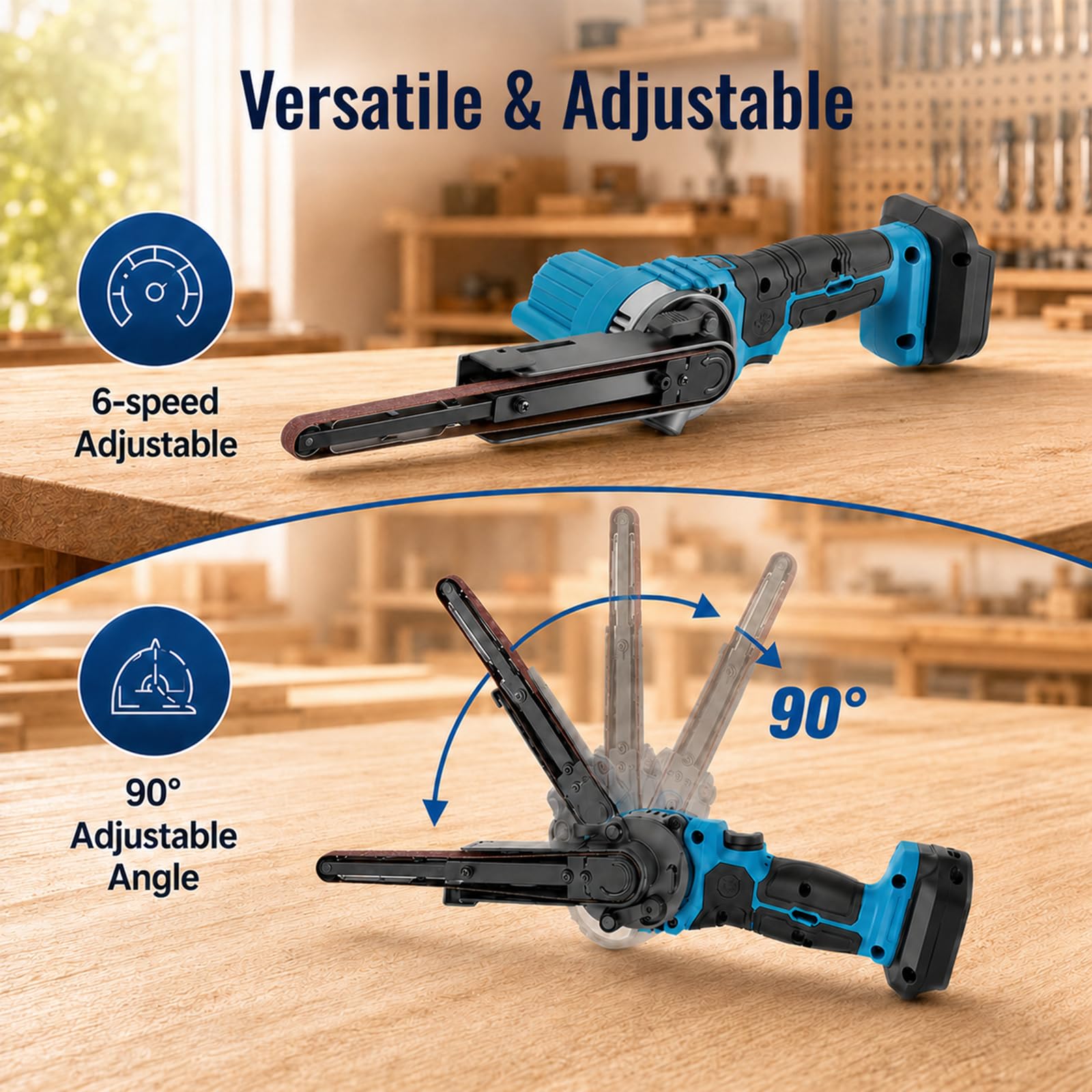 Lime Électrique, Ponceuse à Bande Sans Fil Compatible Makita 18V