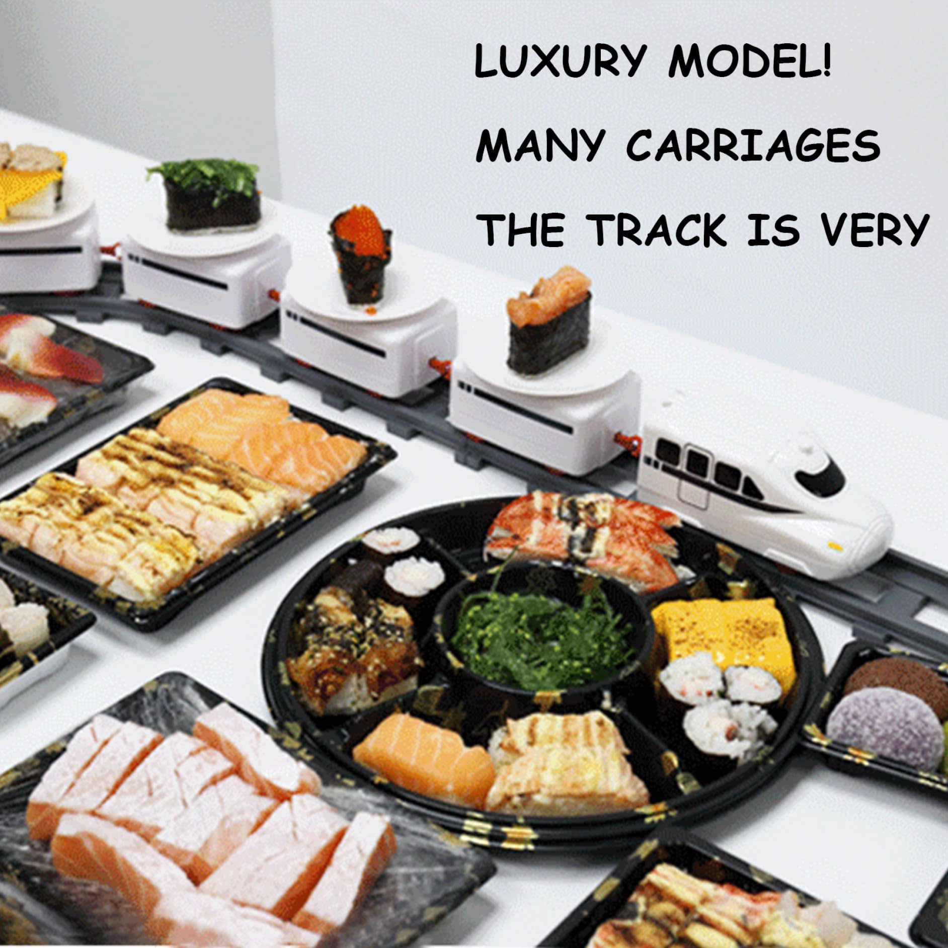 Food. Check Rails Sushi Train Conveyor Belt - Battery Powered Food Train For Dining Table ...