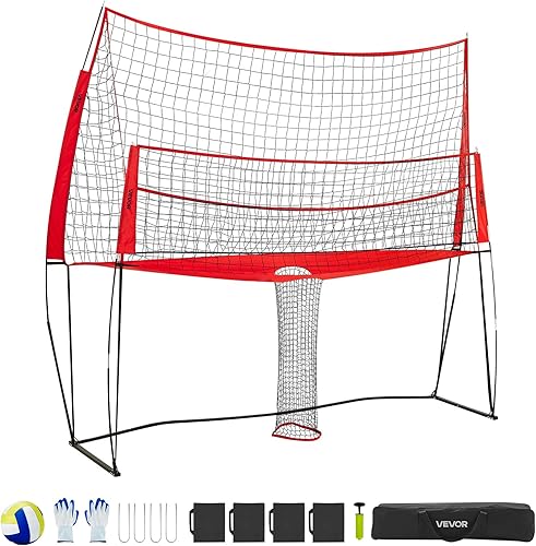 Miniatura 10 de VEVOR Red de entrenamiento de voleibol independiente para uso en interiores o exteriores, sistema de red portátil de altura ajustable con bolsa de