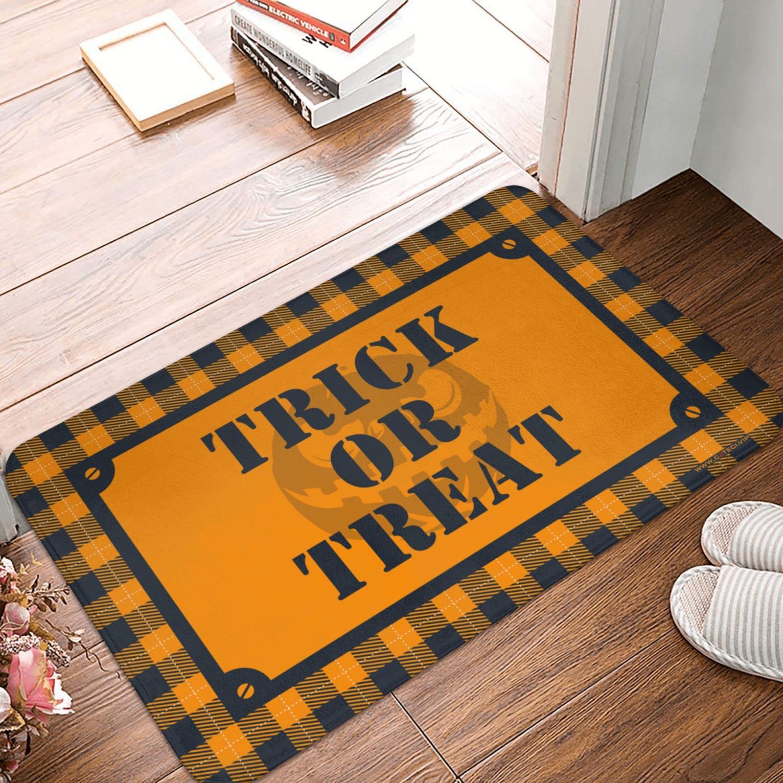 Paillasson Trick Or Treat drôle | Tapis de porte entrée Halloween 65x90 cm déco