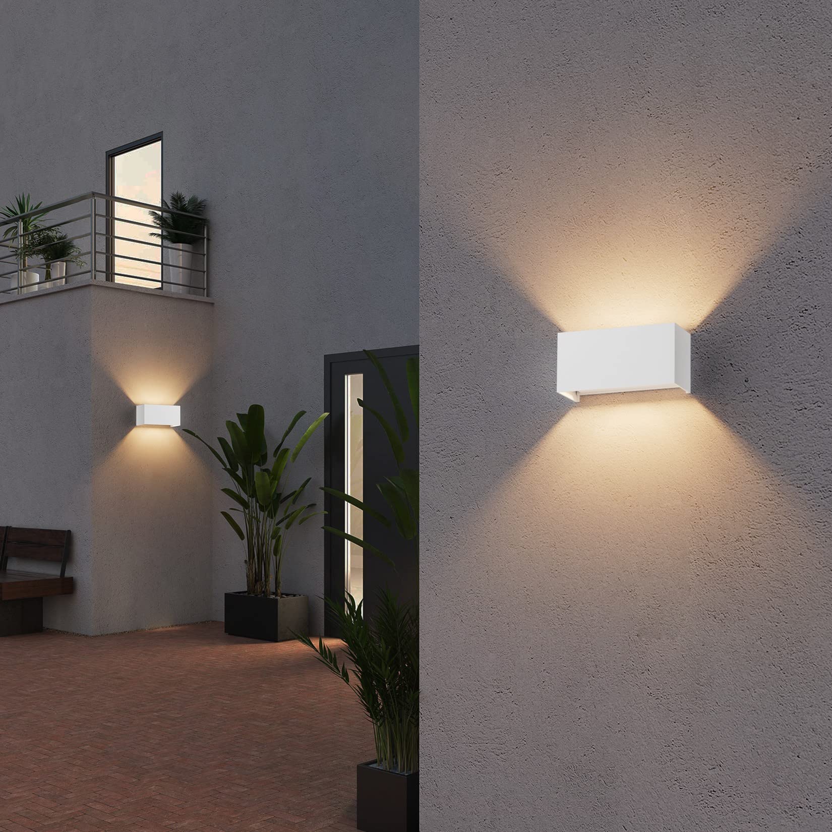 Klighten 2PCS 18W Lampada da Parete Interno/Esterno Lampadina G9 con Sorgente Luminosa Sostituibile 3000K Bianco Caldo Angolo del Fascio Regolabile Applique Esterno, Bianco | Impermeabile IP54, lampada da parete per interni/esterni, fascio di luce regolab