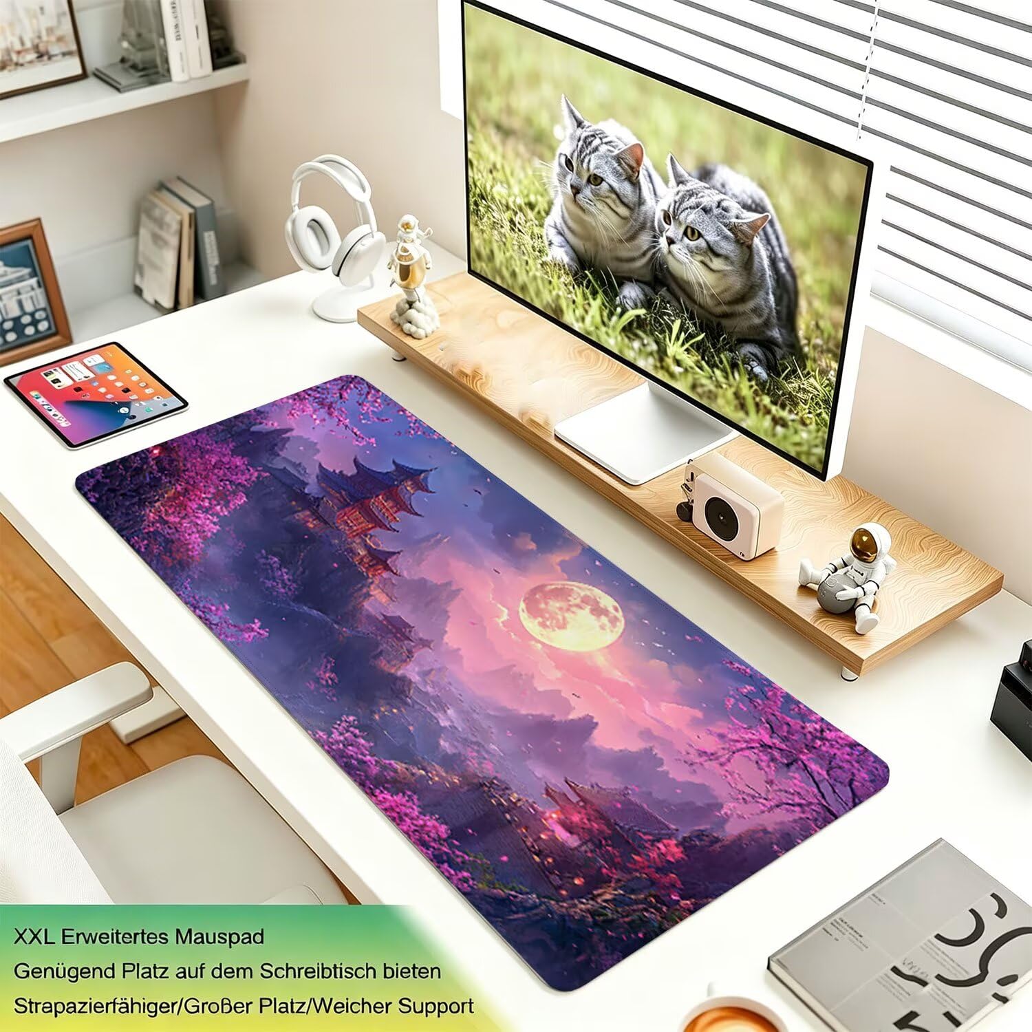 Tappetino Mouse Gaming XXL, Mousepad 900x450x4mm paesaggio attico 0x0-400