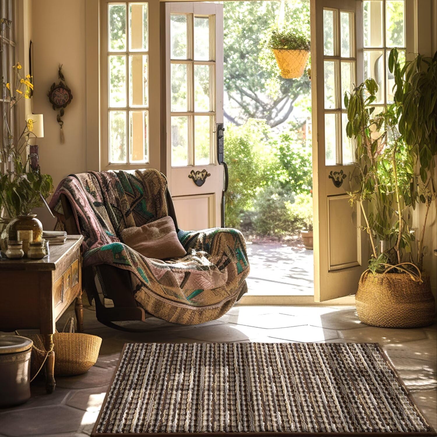 Biscpro Fußmatte 60x90cm Schmutzfangmatte Innen,Rutschfeste Waschbar Fussmatte,Sauberlaufmatte Teppich für Eingangsbereich,Haustür,Patio,Flur,Garten