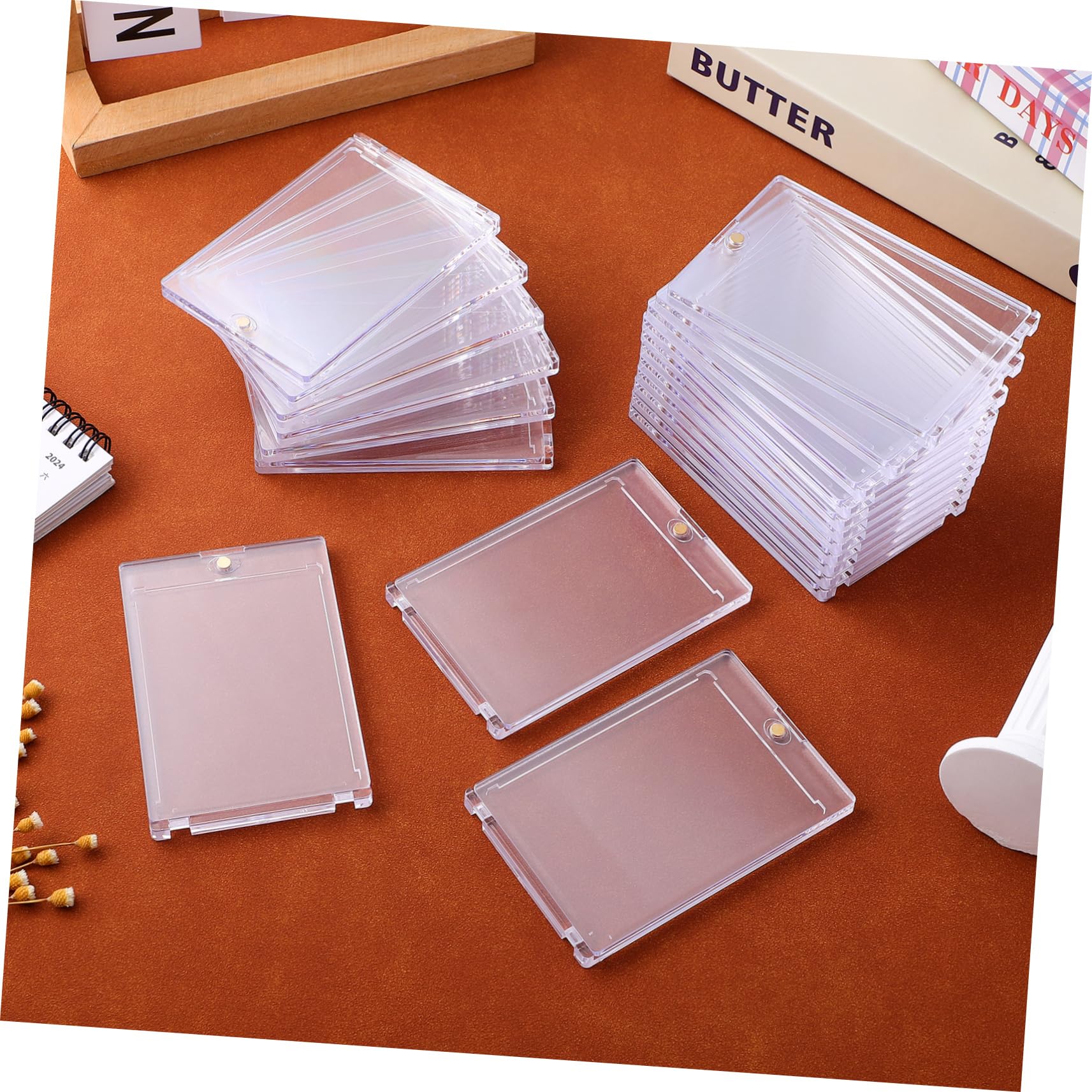 TOYANDONA 20 Portacarte Magnetici Trasparente Custodie Rigide per Protezione e Chiusura per Trading Cards