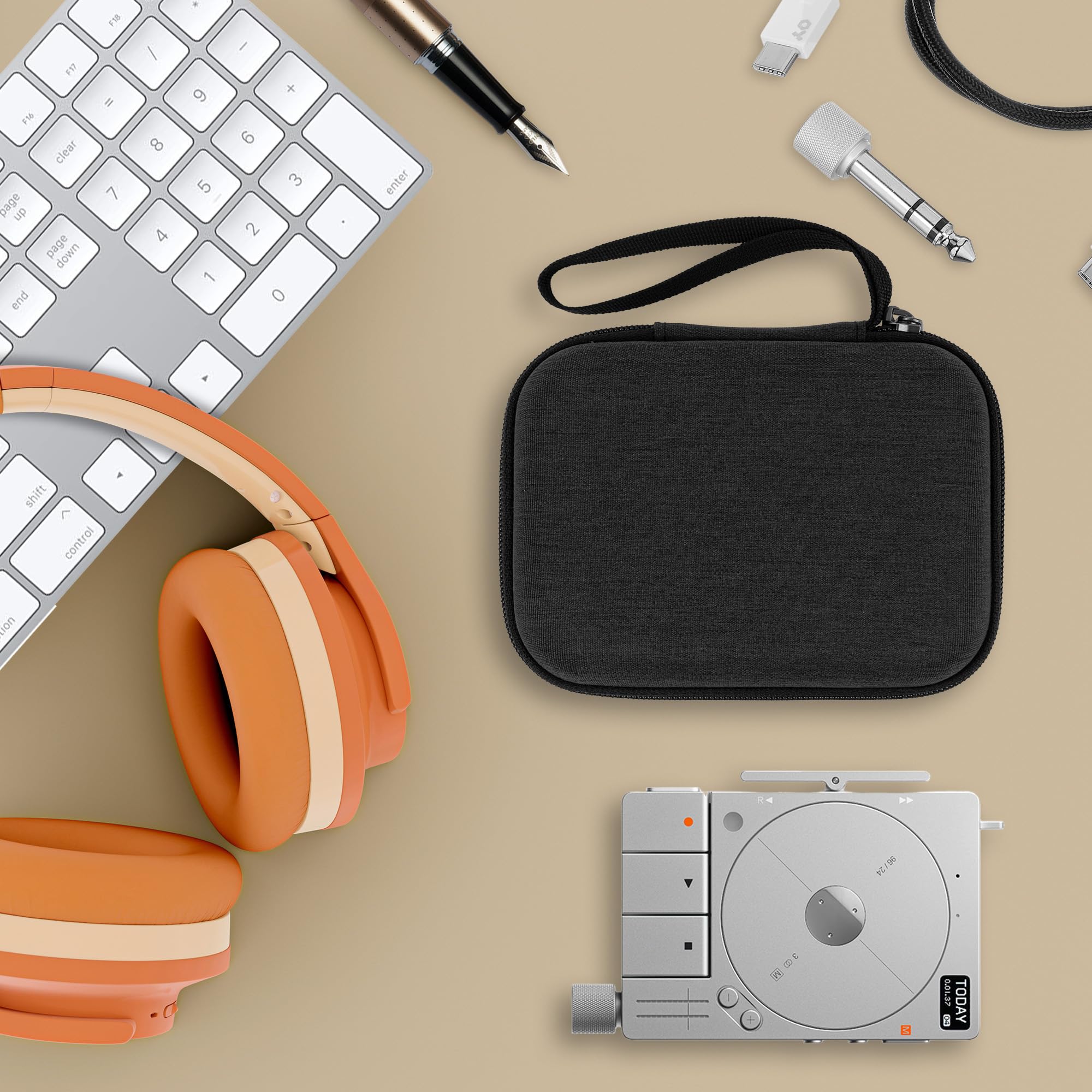 GEEKRIA Etui z interfejsem audio, kompatybilna z Teenage Engineering TP-7, przenośna torba podróżna EVA z twardą obudową (ciemnoszara)