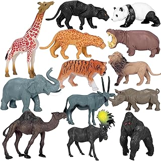 Safari Animals Figures Animal Toys Realistic Jumbo Wild Zoo Animals Figurines Plastic African Jungle Animal Toys for Toddlers