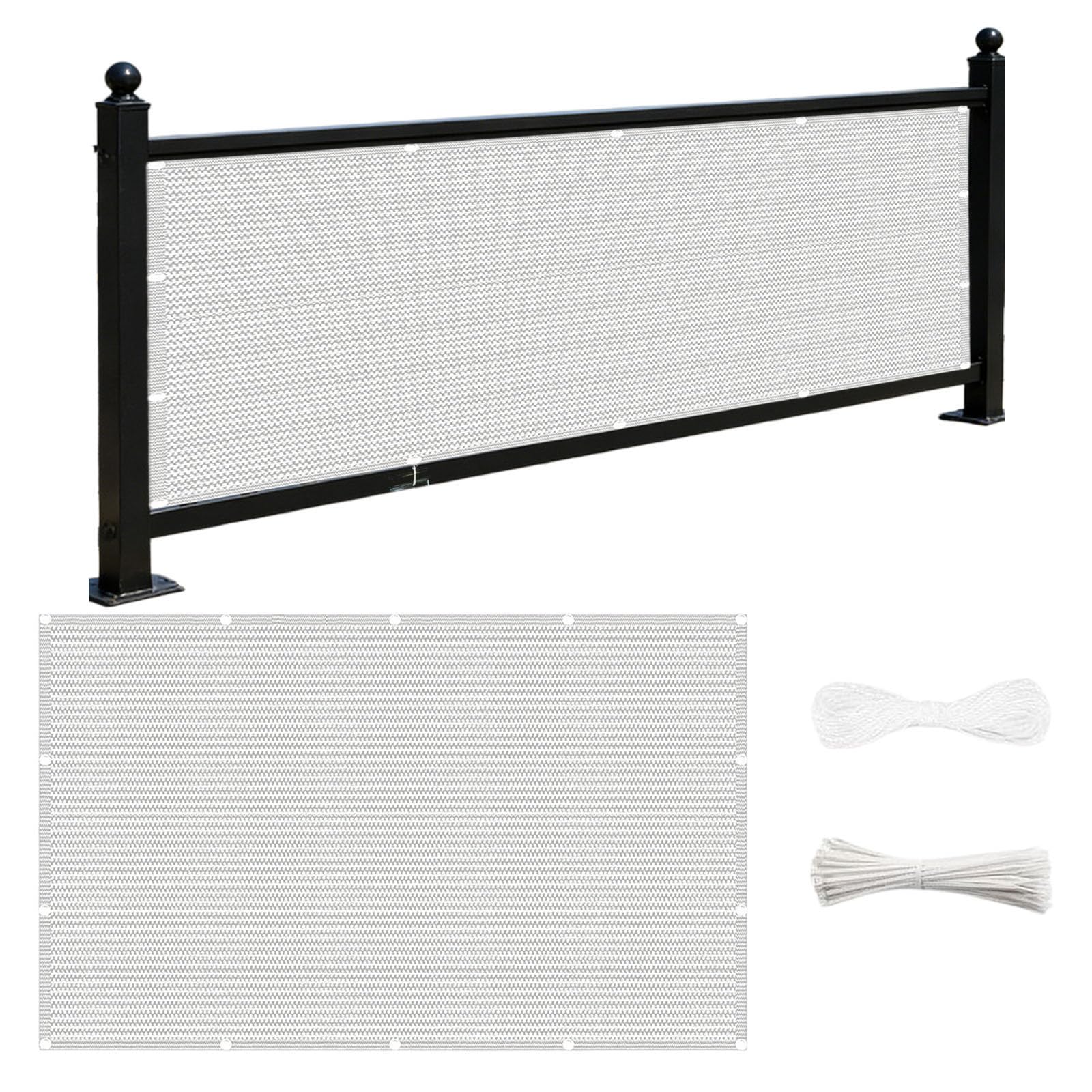 Brise-vue pour balcon 80x700 cm en toile blanche HDPE respirante