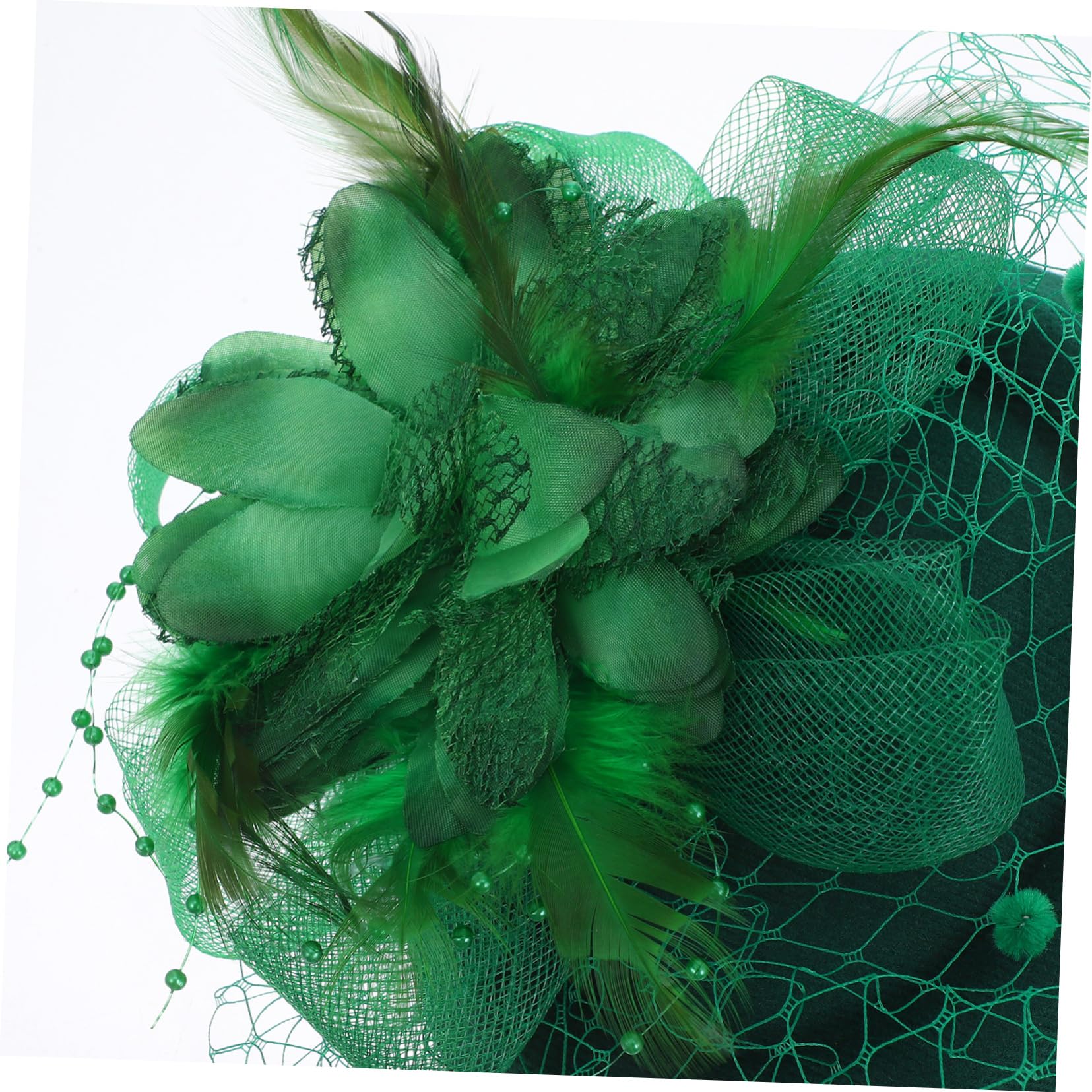 Beavorty 4 Piezas flor de cabeza de malla tocados verdes para bodas diadema fascinador tocado de fiesta de té clip fascinator para la fiesta del té fascinador de la del pluma
