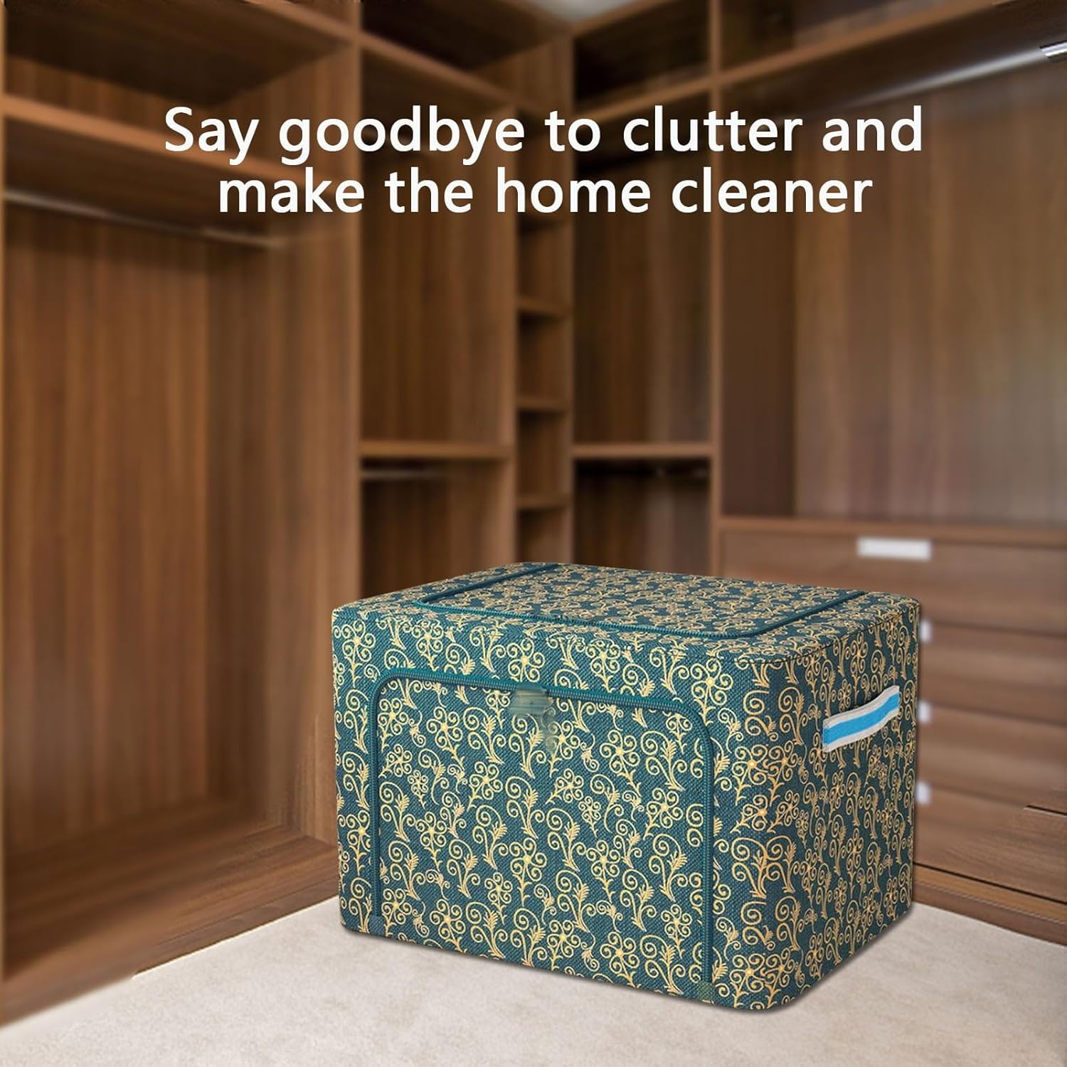 EAUSO Clothes Storage Containers, Stackable Storage Bins,Foldable Oxford Fabric Steel Frame Storage Bins For Clothes Storage Reinforced Handles Oxford, A Good Helper For You To Organize And Store