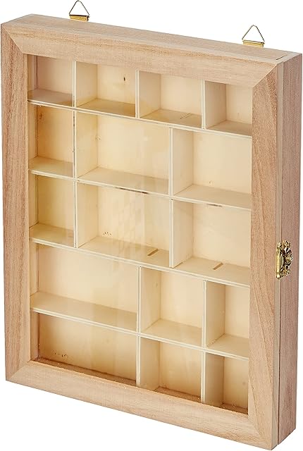 Artemio Display case, Wood, Beige, 23 x 28 x 4 cm