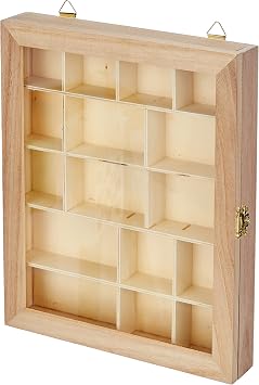Artemio Display case, Wood, Beige, 23 x 28 x 4 cm