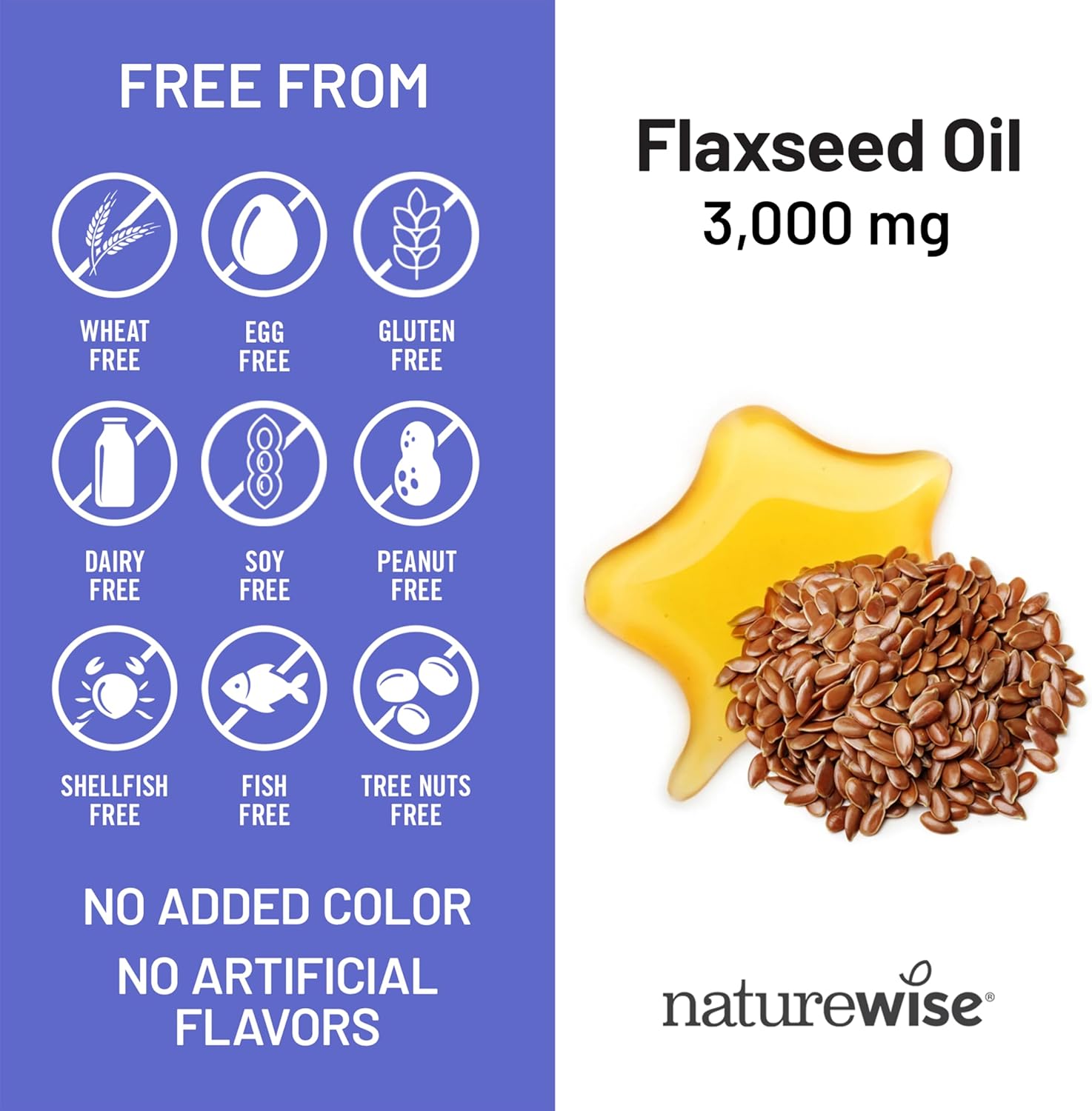 NatureWise Flaxseed Oil 3000 mg, Fish Free Omega 3 with 1500 mg ALA, Dietary Supplement for Immune Health Support - Organic, Cold Pressed, Non-GMO - 90 Softgels[30-Day Supply] - Image 6
