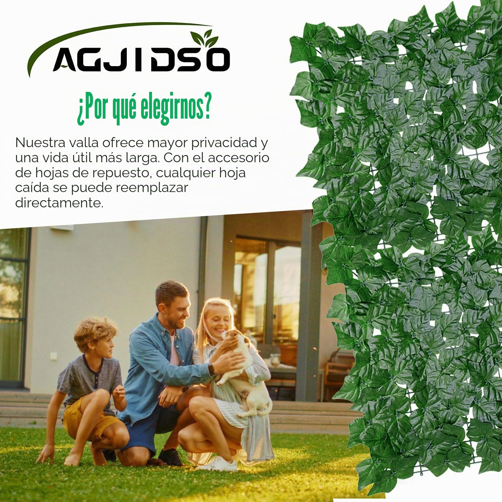 Rollo de valla de hiedra artificial, rollo de seto artificial de 3 m x 1 m, pantalla de privacidad para jardín, balcón, exteriores