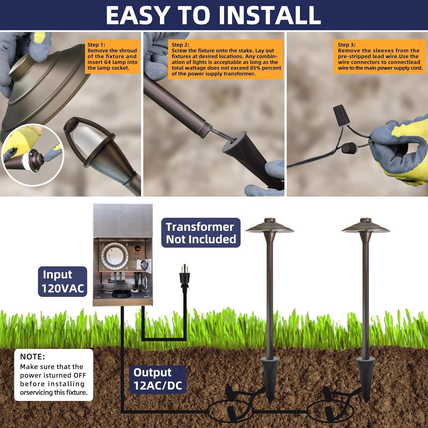 COLOER Solid Cast Brass Pathway Lights, 12V Low Voltage Landscape Lighting LED Path Lights with G4 Bulb for Outdoor Walkway, Garden, 23" Tall, 7.5" Shade (4) (1, P01 Bronze)