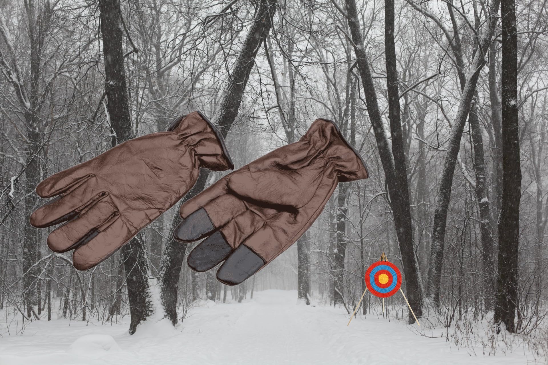 elToro Winterschießhandschuh für Bogenschützen | im Winter mit Pfeil und Bogen, Schutz vor Kälte und Sicherheit- Paar, Bogenhandschuh aus Leder