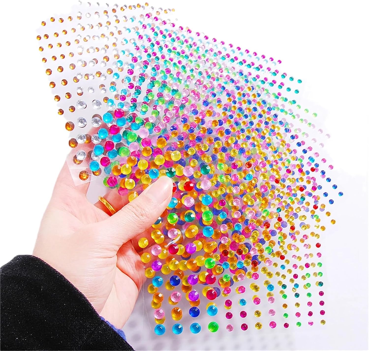 Jewel Stickers 3/4/6mm Self Adhesive Acrylic Rhinestones Stickers for Car Art Craft Decals Scrapbooking Glitter Applique Decor(White)