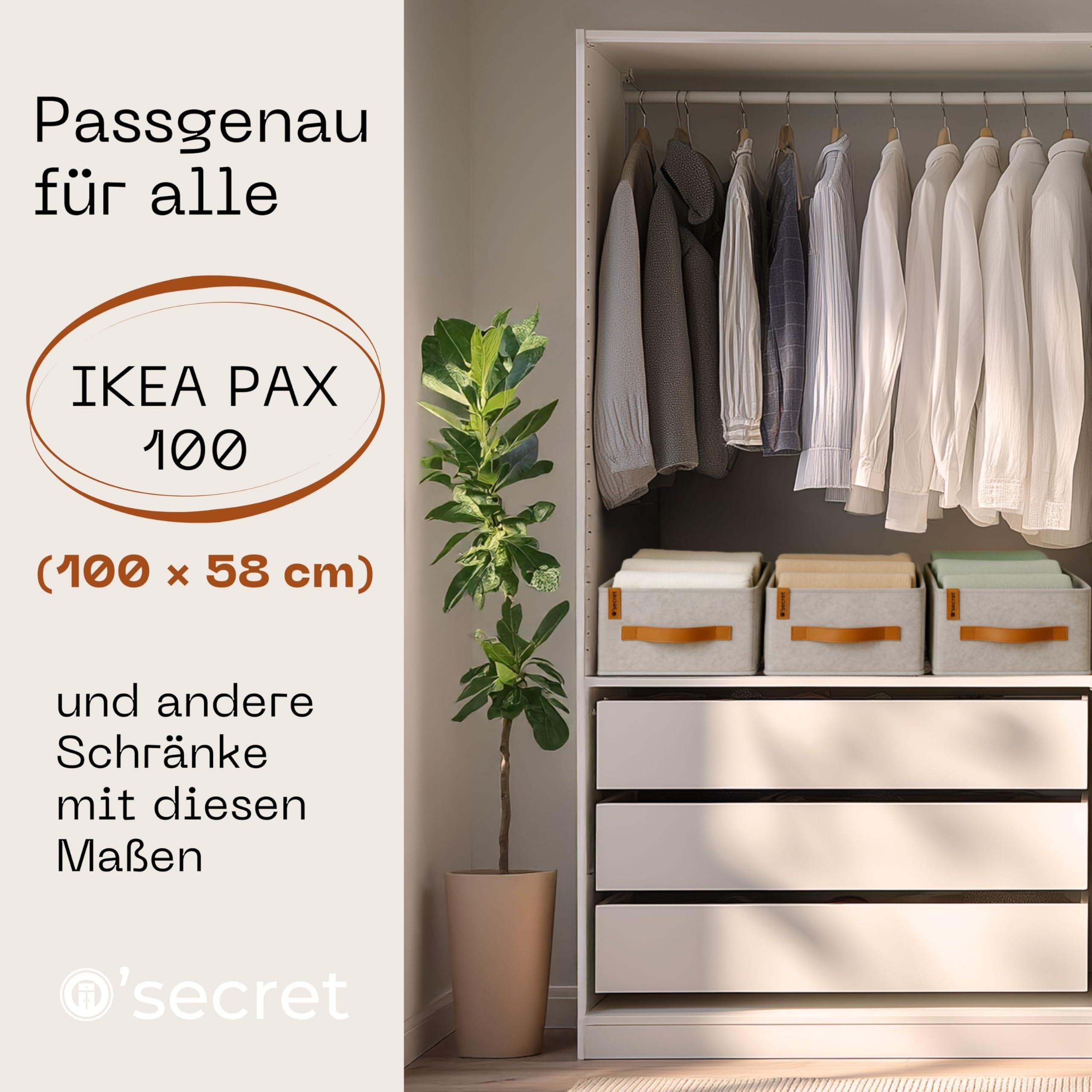 o'secret Organizer na ubrania do przechowywania dżinsów, spodni, T-shirtów, bielizny - do IKEA PAX 100 cm, zestaw 9 sztuk