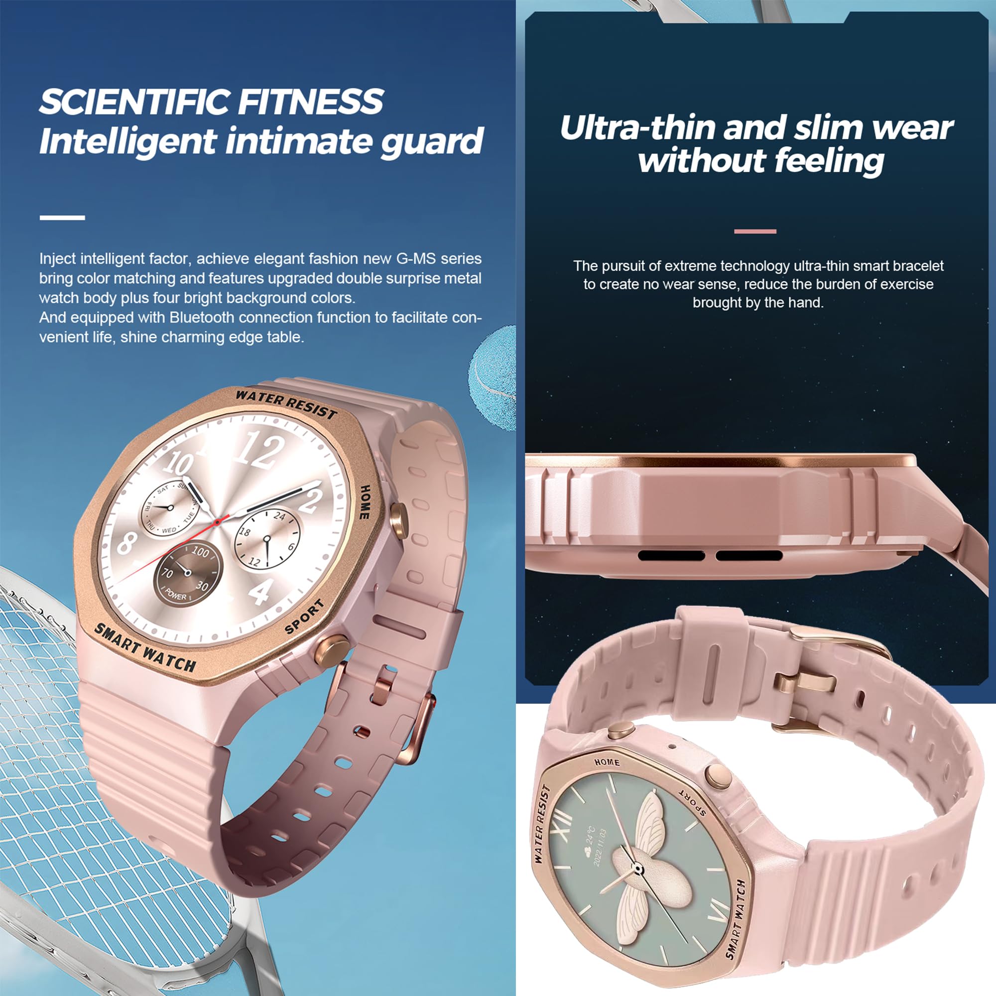 Reloj Inteligente Mujer con Llamadas, 1,32 AMOLED Pulgada Smartwatch Deportivo con Podometro Pulsometro SpO2 Sueño Presion Arterial Pulsera Actividad 5ATM Reloj Digital para iOS Android (Oro)