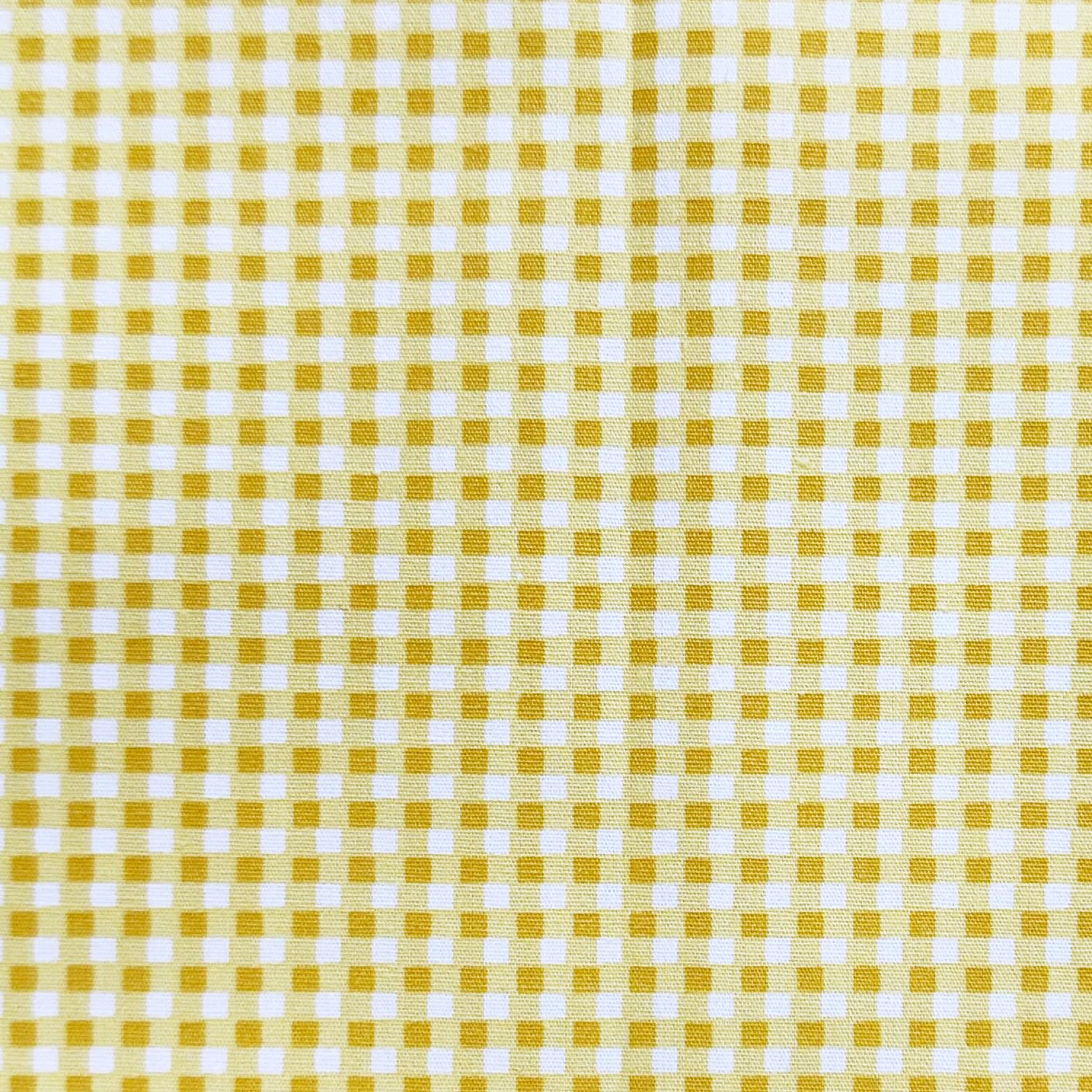 Cotton Fabric - Yellow & White Small Gingham Check - Craft Fabric Material Metre