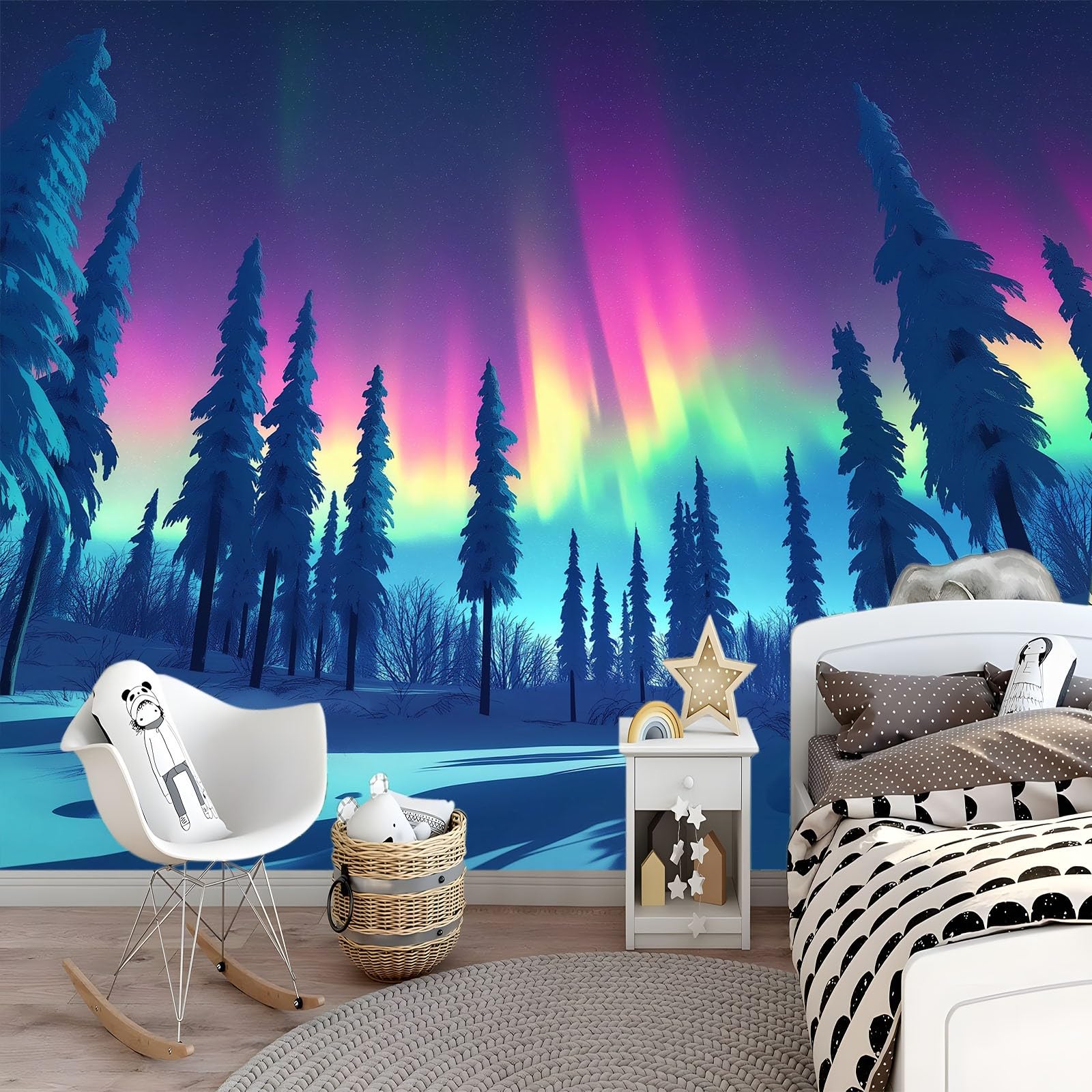 Tapeta 3D fototapeta fotografia zorza polarna 400 x 280 cm tapeta z włókniny tapety ścienne obrazy ścienne 3D do salonu sypialni tapeta z włókniny