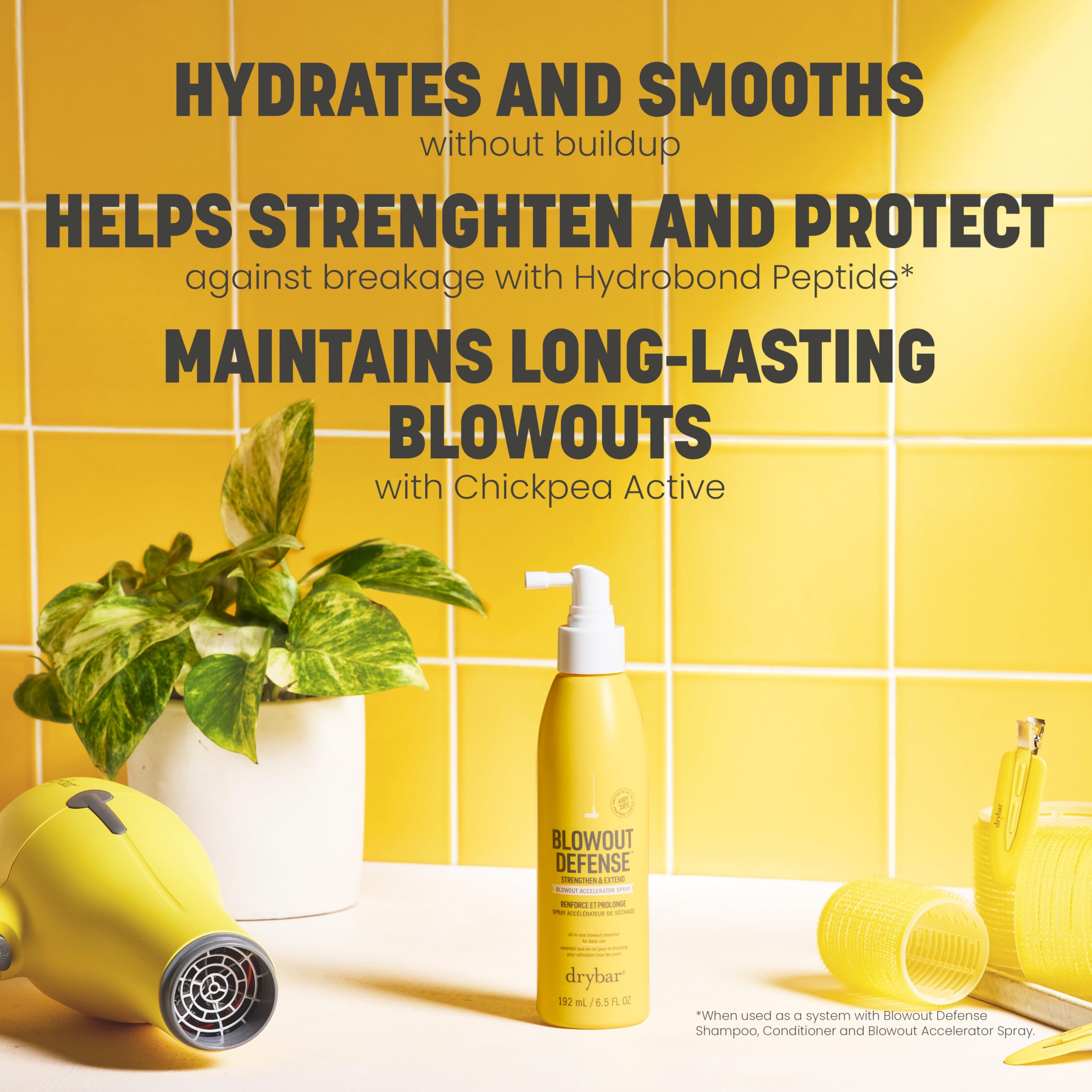 Drybar Blowout Defense Strengthen & Extend Blowout Accelerator Spray, Speeds Drying, Detangles, Reduces Breakage, and Locks in Long-Lasting Blowouts