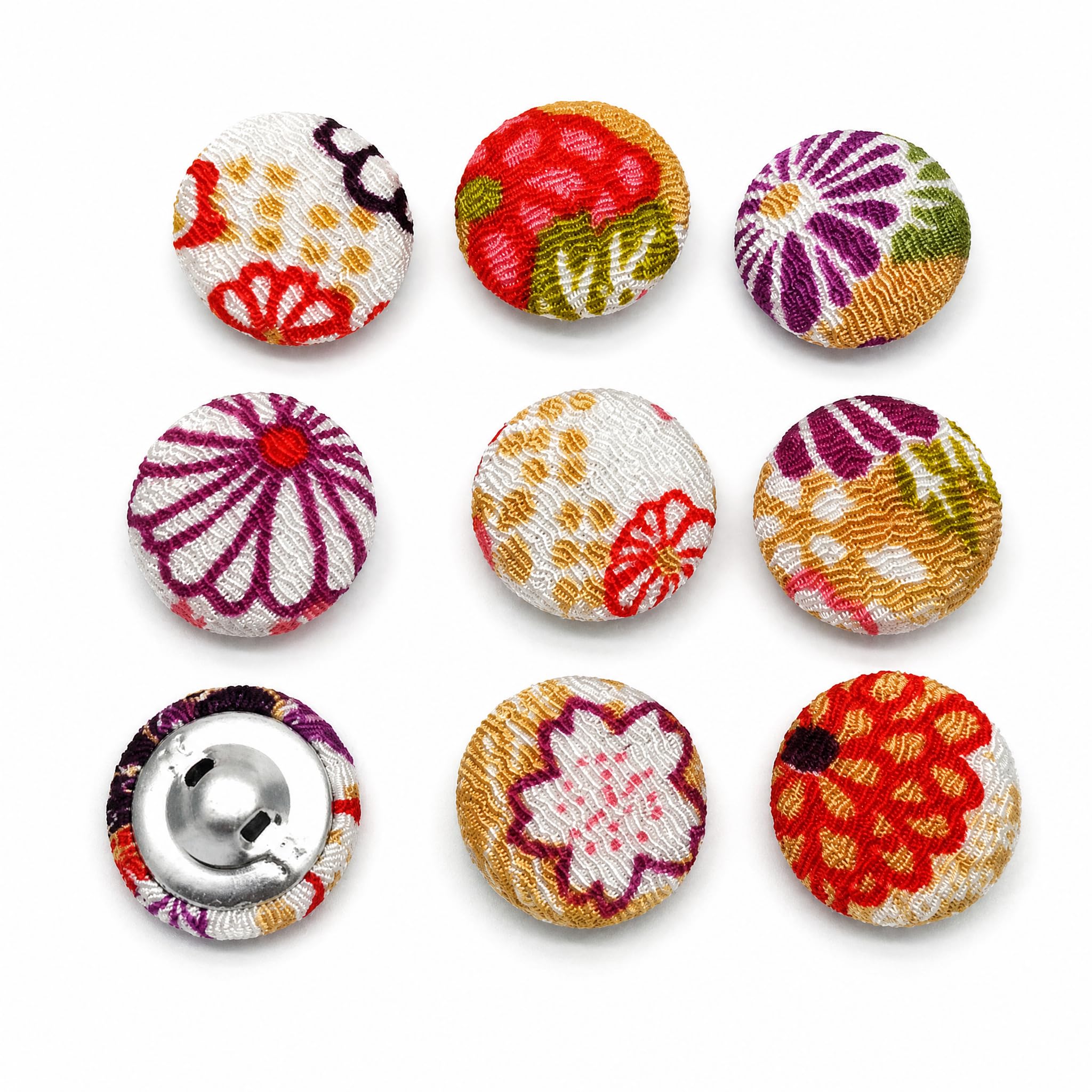 WDZDS Red Floral Fabric Covered Buttons with Metal Shank – Perfect for Sewing, Crafting, DIY Projects, and Scrapbooking