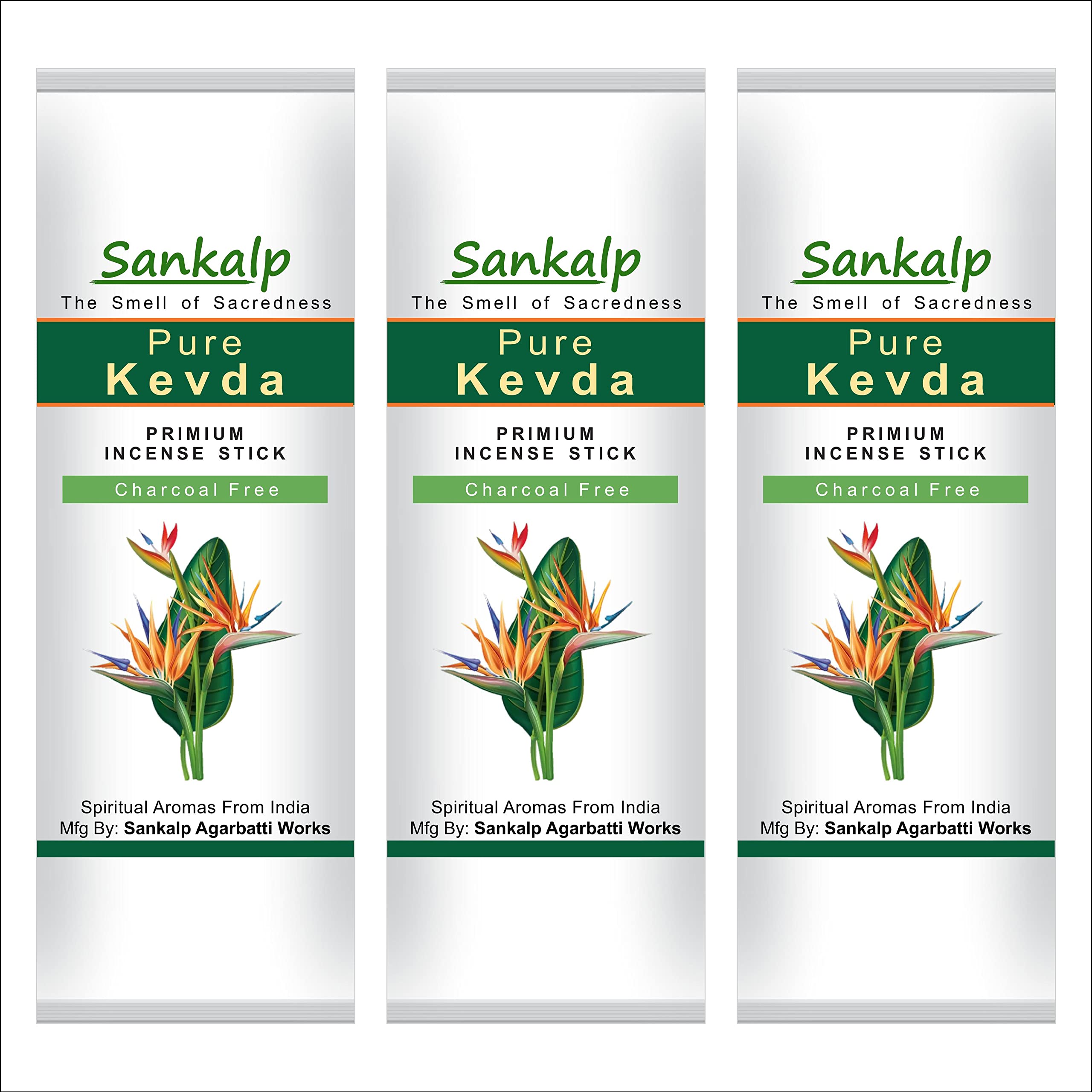 Sankalp Kevda Incense Sticks - Agarbatti | Pack of 3 x 100gm | 3 x 66 Sticks |