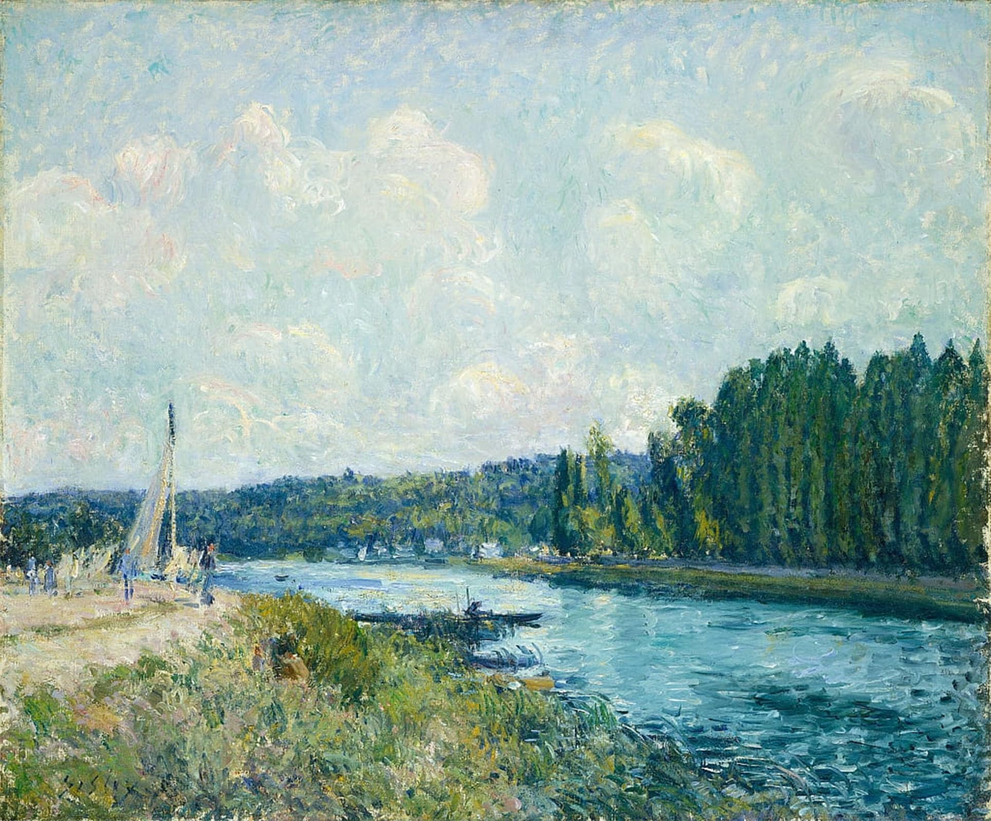 SERENDIPITP Aesthetic Poster Photo Wall Print Retro Picture the Banks of the Oise by Alfred Sisle Modern Wall Artwork for Home Decor 60x90cm