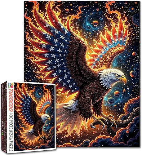 Miniatura 16 de Rompecabezas vintage de la bandera estadounidense de 1000 piezas para adultos, rompecabezas de Cruz cristiana de Estados Unidos para desafiantes