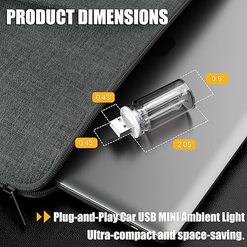 Miniatura 7 de PSEQT Luces interiores retro USB para automóvil, atenuación táctil, mini luces de atmósfera de neón, USB enchufable+interruptor táctil+atenuación