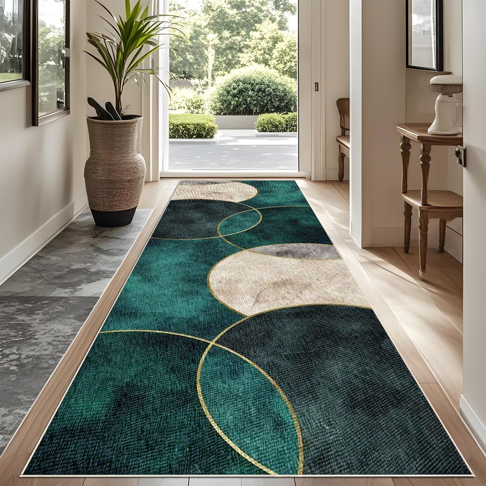 Läufer Teppich 120 x 450 cm Teppich Läufer rutschfest Läufer Teppichläufer Küchenläufer Küche Teppich für Flur Küchenmatte für Küche Esszimmer Waschküche