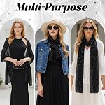 Nydotd Women Sequin Bandana Summer Silk Mesh Scarf Sheer Long Beach Glitters Shawl Wrap hijab for Evening Dresses