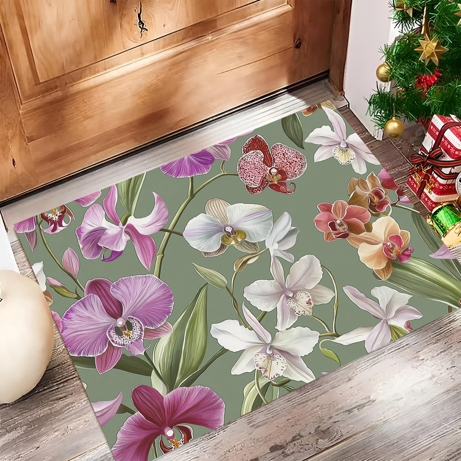 Tapis de sol absorbant et lavable paillasson entrée motifs fleurs
