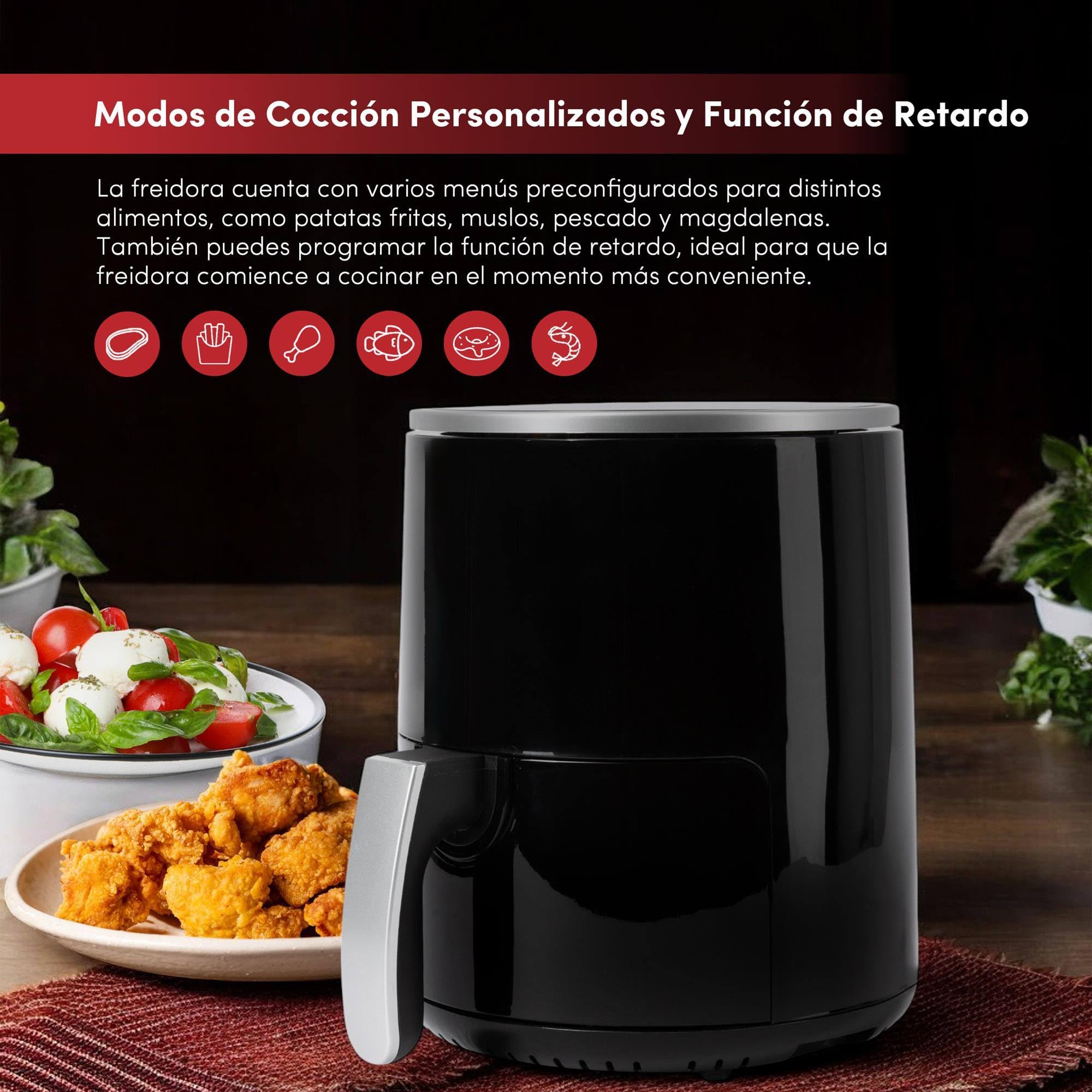 Z SwissHome PETIT - Freidora de aire 2.5L 1200W - Pantalla digital - Temperatura ajustable 80-200°C - Temporizador + Exprimidor Eléctrico 1,2L 40W con doble cono