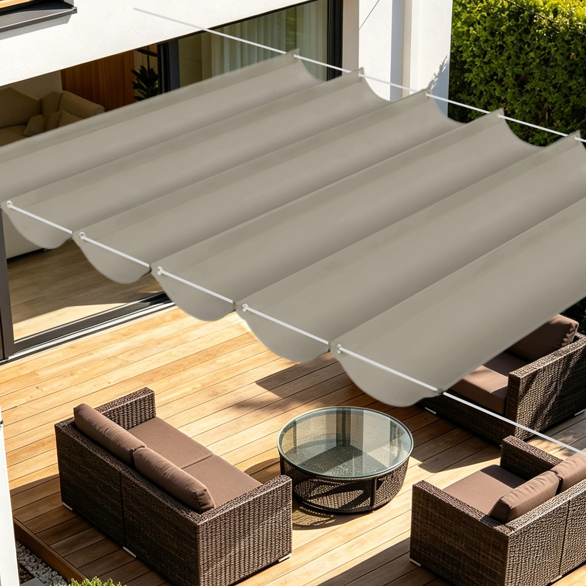 Toile d'ombrage rétractable 150x400 cm imperméable taupe pour jardin et terrasse