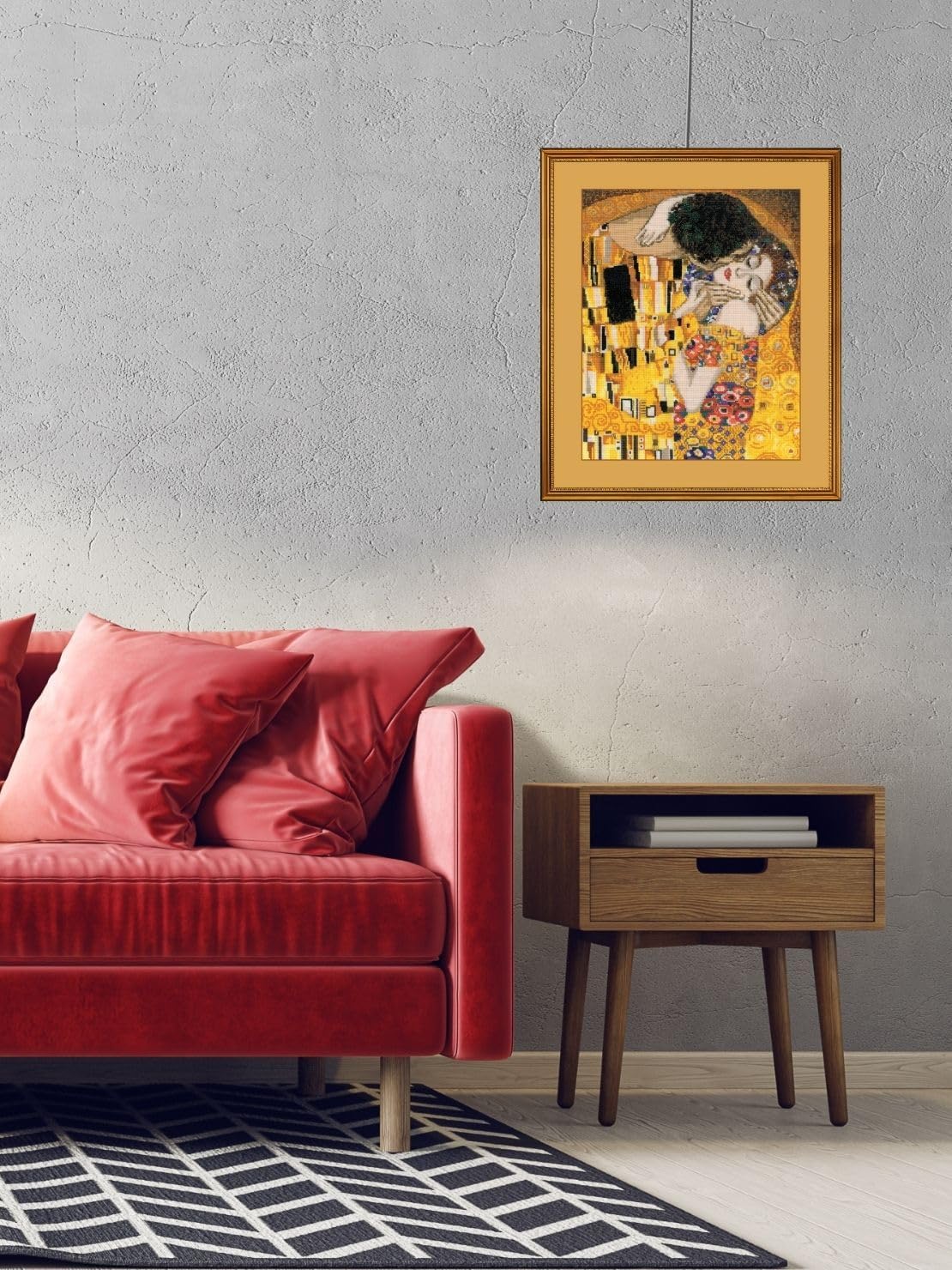 RIOLIS - The Kiss After G. Klimt 1170, Valentine Cross Stitch Kit 11,81"x13,78", Cross Stitch Kits for Beginners & Advanced, Crossstitching Kits Adult, Counted Stitching Kits, Valentine Embroidery Kit